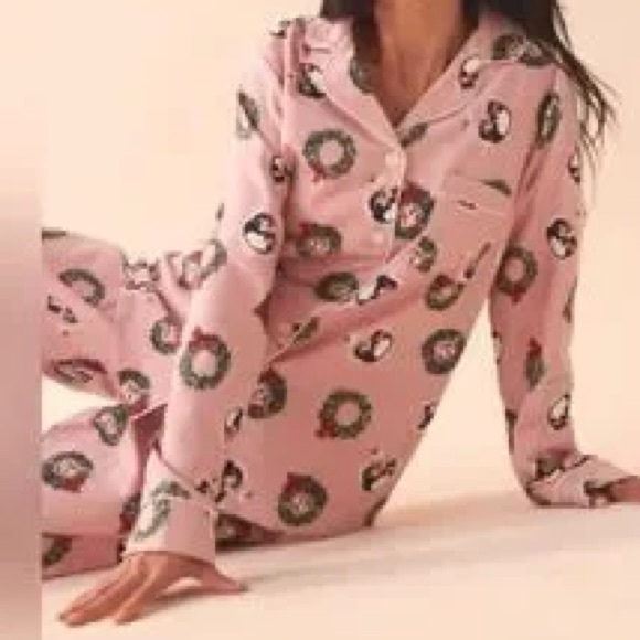 LA VIE EN ROSE Winter Print Flannel PJ Set-Long sleeved shirt+pants- Size M-NWT - Picture 2 of 7